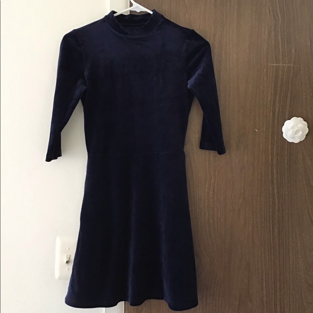 Suede navy 3/4 sleeve dress